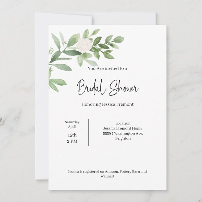 Anuncio Bridal Shower Watercolor Invitation (Anverso)
