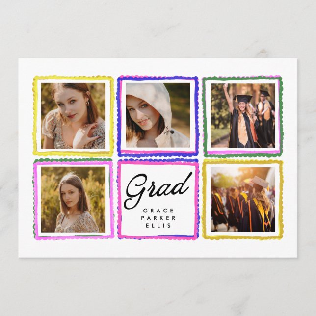 Anuncio Bright Retro Grad Photo Collage Frames Graduation  (Anverso)