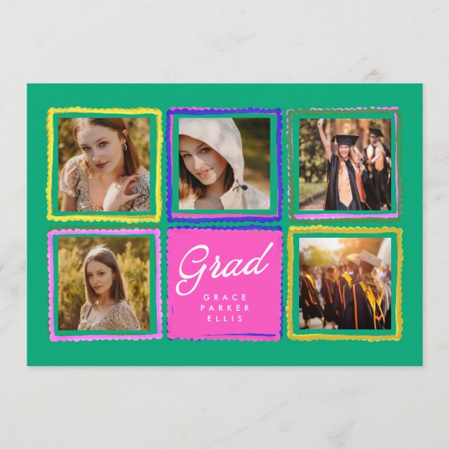 Anuncio Bright Retro Graduate 5 Photo Collage Graduation  (Anverso)