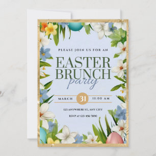 Anuncio Brunch de Pascua Fiesta Floral acuarela