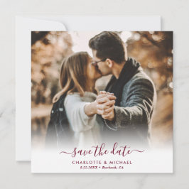 Anuncio Burgundy Elegant Modern Script Boda Foto