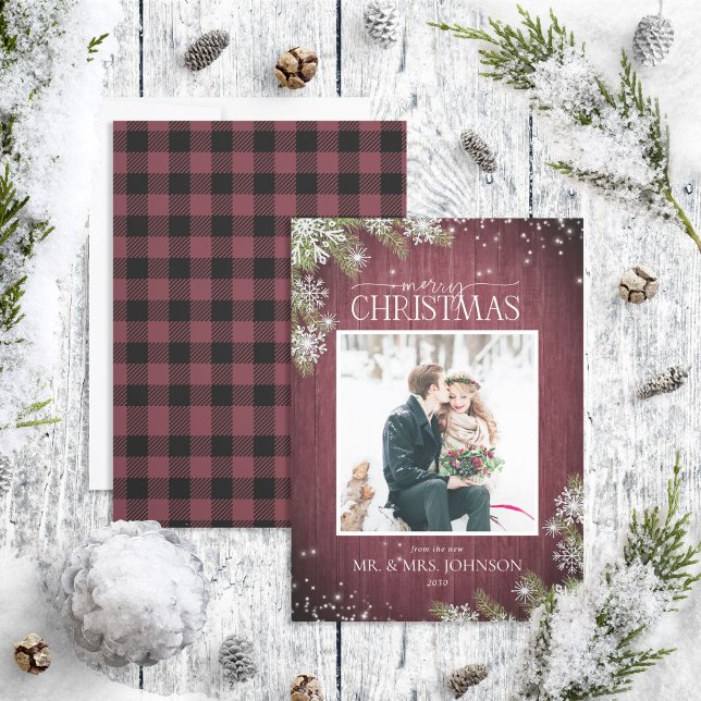 Anuncio Burgundy Pine Photo New Mr & Mrs Navidades (Subido por el creador)