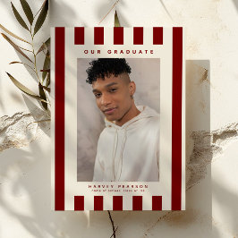 Anuncio Burgundy Sporty Stripes 2 Photo Graduation