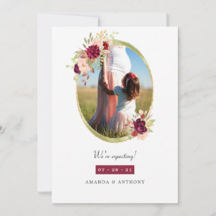 Anuncio Burgundy y Beige Geométrico Floral Embarazo