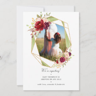 Anuncio Burgundy y Beige Geométrico Floral Embarazo