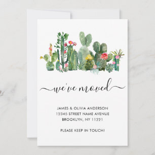 Anuncio Cactus acuarela Hemos mudado de nuevo hogar