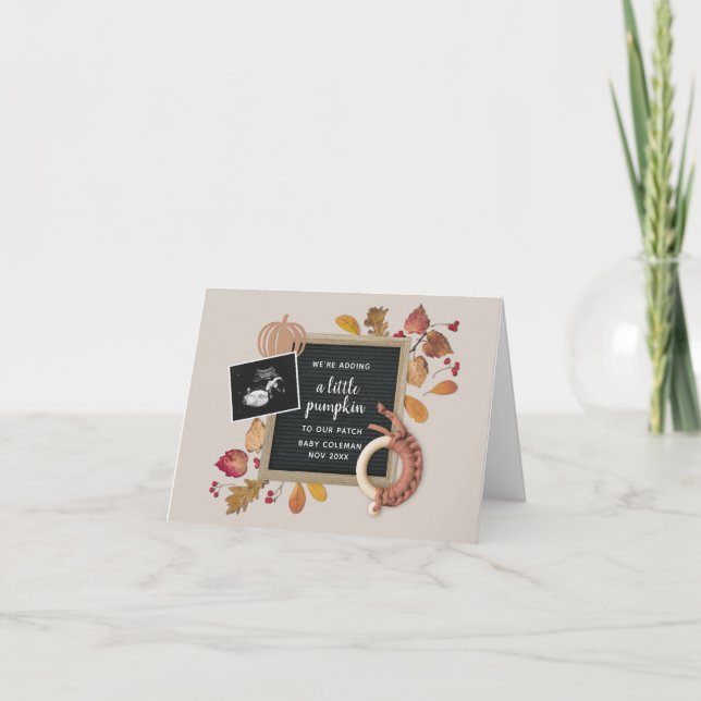 Anuncio Caída Calabaza de Acción de Gracias Bebé Embarazo  (Anverso)