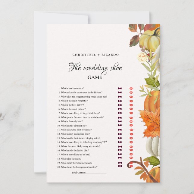 Anuncio Caída Sale del Tea Weding Shoeding Game Card (Anverso)