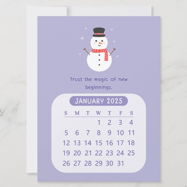 Anuncio Calendario Motivacional Mensual Kawaii de 2025 de  (Anverso)