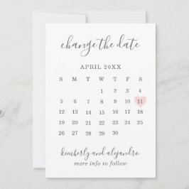 Anuncio Calendario Simple Corazón Rosa Boda Cambiar la Fec