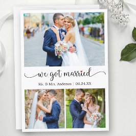 Anuncio Caligrafía Corazón Rojo 3 Fotos Nos Casamos