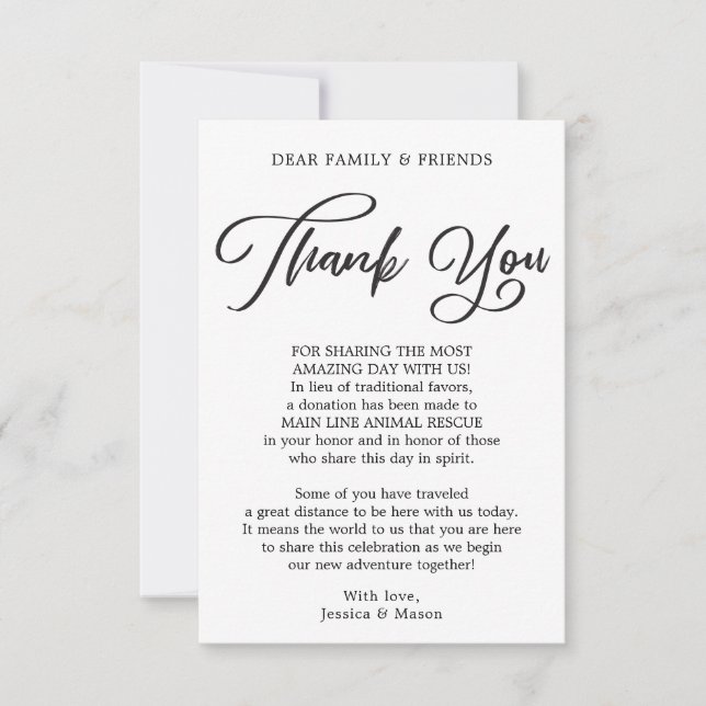 Anuncio Caligrafía en lugar de favores Gracias colocar tar (Anverso)