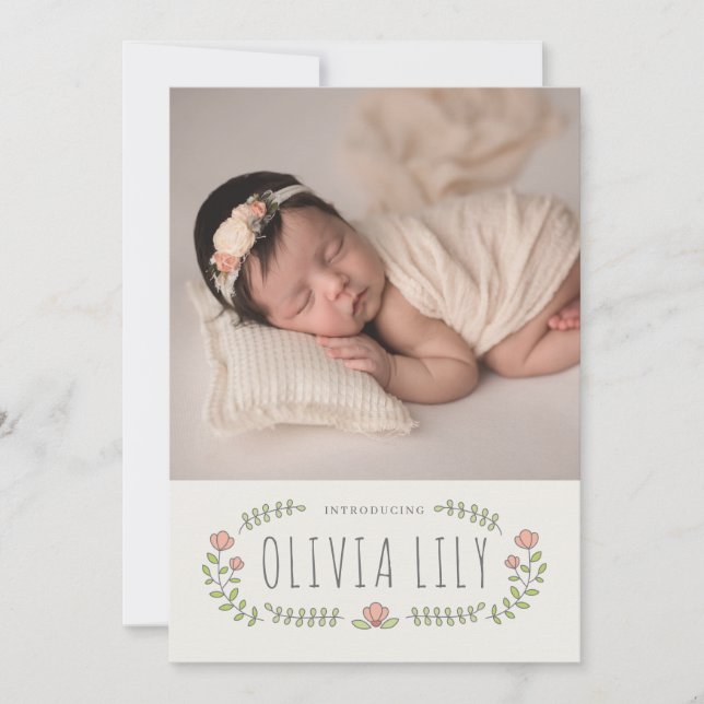 Anuncio Caligrafía moderna Collage de diseño floral Nacimi (Anverso)