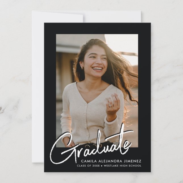ANUNCIO CALIGRAFÍA MODERNA DE GRADUADO | GRADUACIÓN (Anverso)