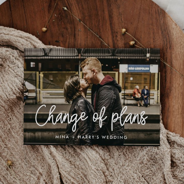 Anuncio Caligrafía moderna para cambio de planes de boda (Subido por el creador)