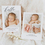 Anuncio Caligrafía moderna simple Hola bebé bebé bebé<br><div class="desc">La caligrafía moderna y simple Hello Baby Photo Birth Annountium incluye una sola foto grande en el frente,  con caligrafía moderna,  además de tres fotos en la parte posterior.</div>