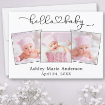 Caligrafía Script Heart 3 Photo Hello Baby