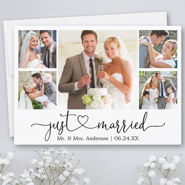 Anuncio Calligraphy Heart se acaba de casar con 5 Bodas de (Customize to add text or more photos to back of card.)