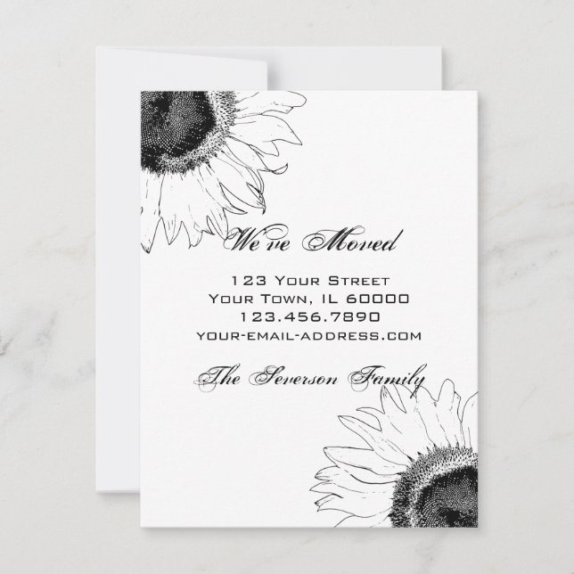 Anuncio Cambio de dirección de girasol blanco y negro (Anverso)