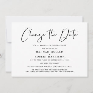 Anuncio Cambio de Fecha de Boda Aplazamiento Negro Blanco