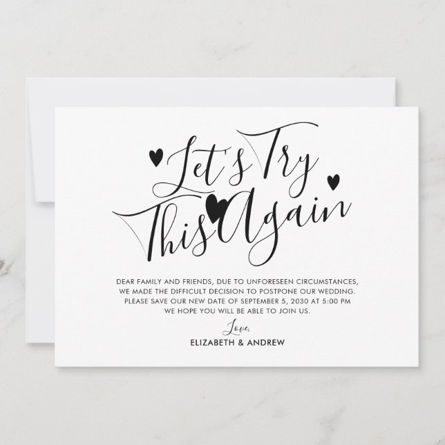 Anuncio Cambio de fecha de posposición del boda Inténtelo  (Anverso)