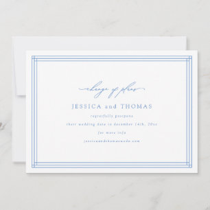 Anuncio Cambio de fecha del Boda de la ventana de moda