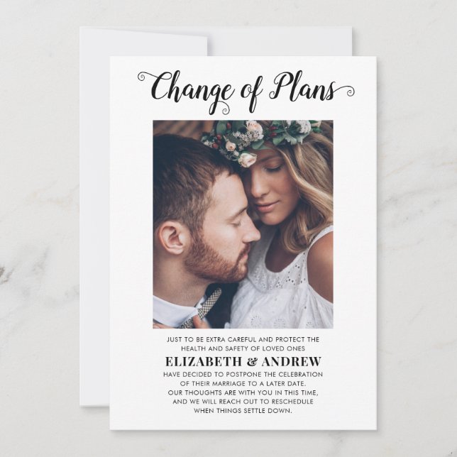 Anuncio Cambio de fecha del plan Boda de foto aplazamiento (Anverso)