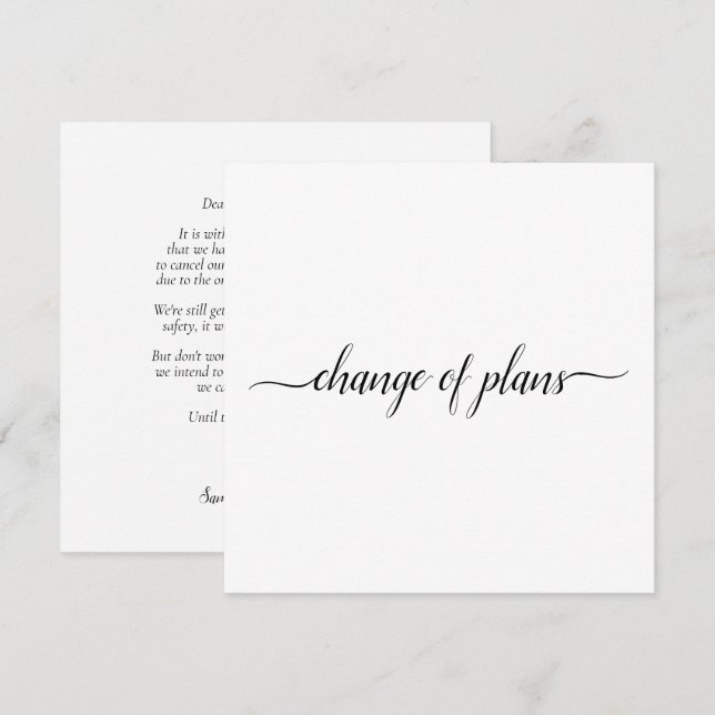 Anuncio Cambio de planes boda cancelada o reprogramada (Anverso / Reverso)