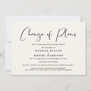 Anuncio Cambio de planes de boda crema