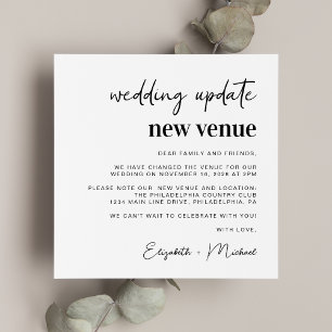 Anuncio Cambio de planes de boda de Chic nuevo lugar