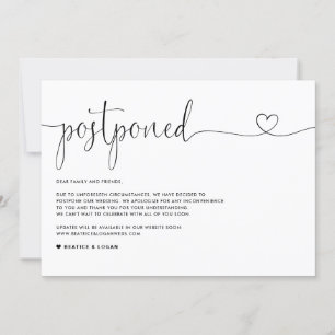 Anuncio Cambio de planes de boda delicado guión posposició