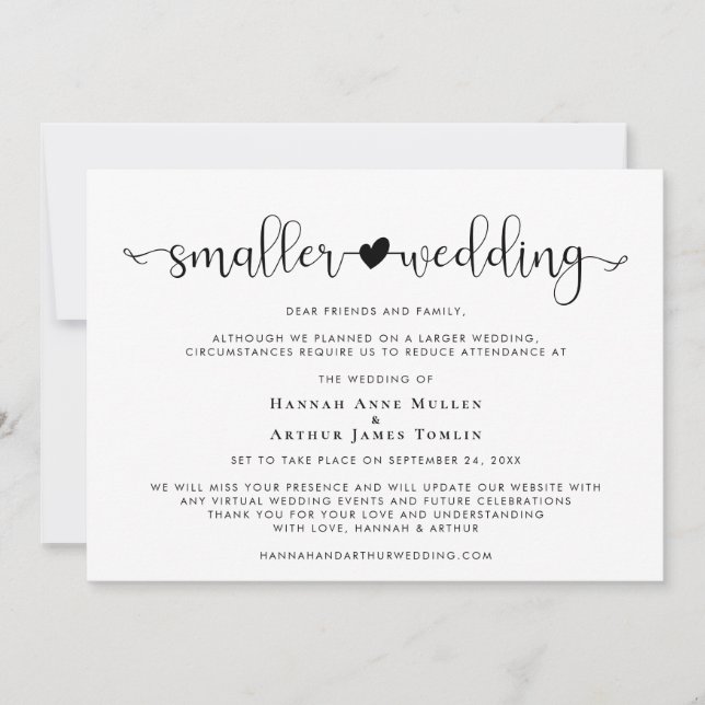 Anuncio Cambio de planes de boda más pequeña Corazón (Anverso)