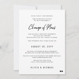 Anuncio Cambio de planes de boda modernización minimalista