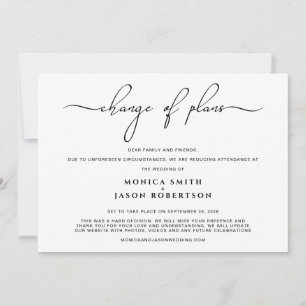 Anuncio Cambio de planes de boda reducida guion de moda