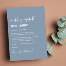 Cambio de planes Nuevo lugar Dusty Blue Boda