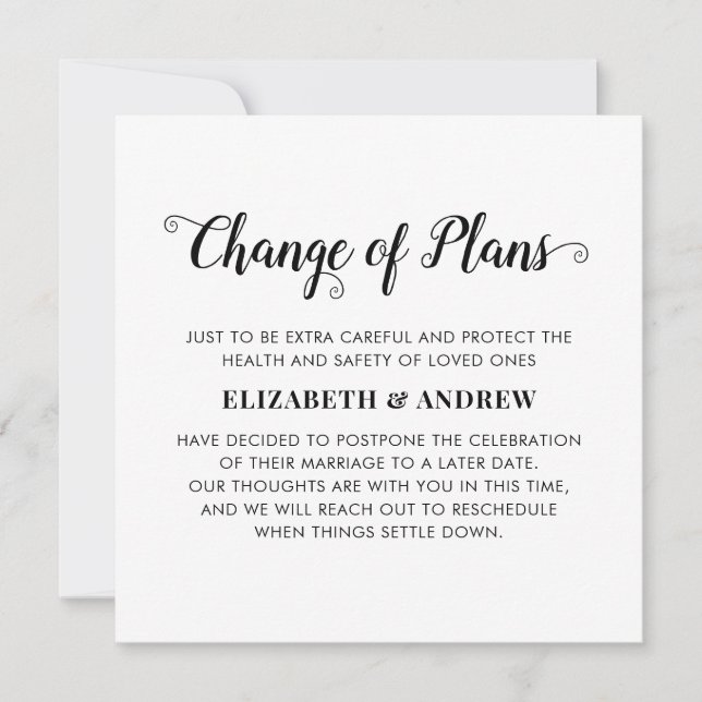 Anuncio Cambio de planes Posponed Boda Event Photo (Anverso)