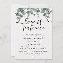 Anuncio Cambio de planes pospuesto Boda de eucalipto