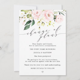 Anuncio Cambio de Planes Pospuesto Rubor Floral Boda