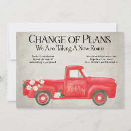 Anuncio Cambio De Planes Pospuestos Bodas Camioneta Roja