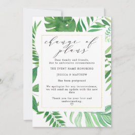 Anuncio Cambio pospuesto de planes Boda tropical