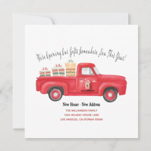 Anuncio Camión Rojo Cute Nos Hemos Mudado Nueva Dirección