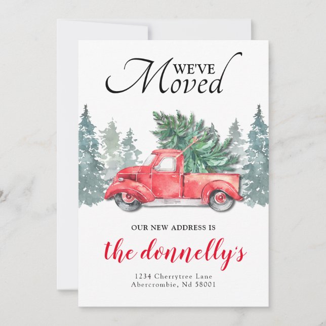 Anuncio Camión Rojo Invierno Nueva Dirección Mudanza (Anverso)