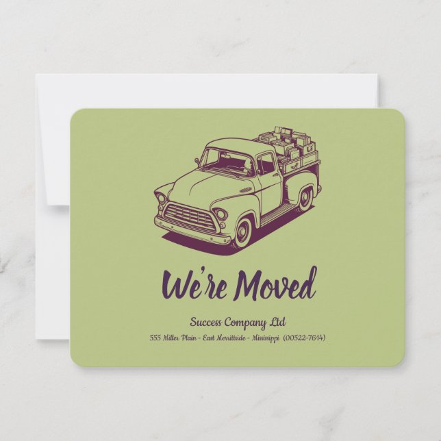 Anuncio Camioneta de los 50 Verde Personalizado Dirección  (Anverso)