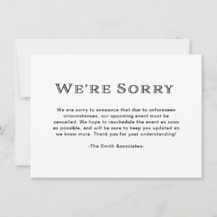 Anuncio Cancelación básica elegante en blanco y negro