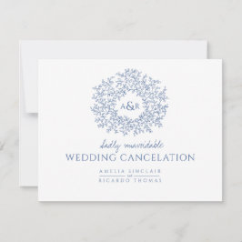 Anuncio Cancelación del boda de monograma hoja dibujado a 
