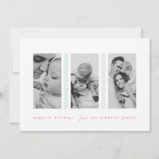 Anuncio Candy Cane Mint Three Photo Holiday Card
