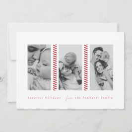 Anuncio Candy Cane Red Three Photo Holiday Card