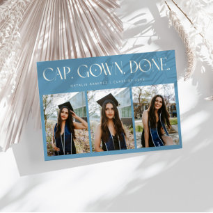 Anuncio Cap. Gown. Done. Multi Foto Denim Azul Graduación