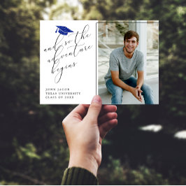 Anuncio Cap Purpurina azul cita foto de graduación moderna