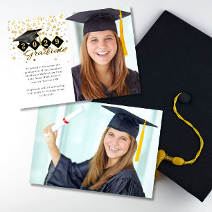 Anuncio Capa de graduación clásica foto de oro negro